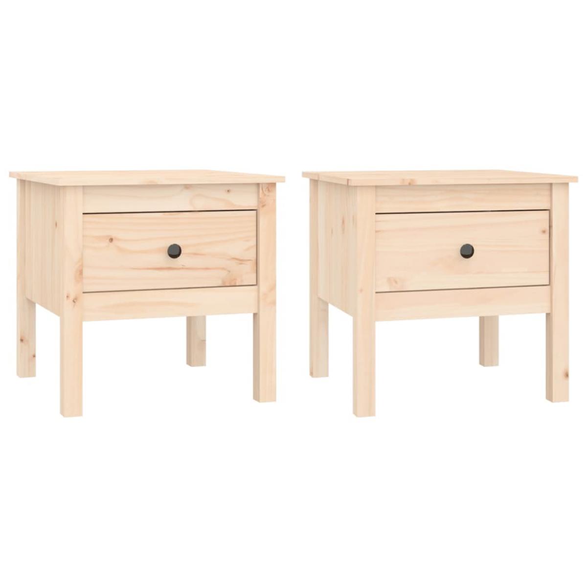 Mesa auxiliar 2 unidades de madera maciza de pino 50x50x49 cm