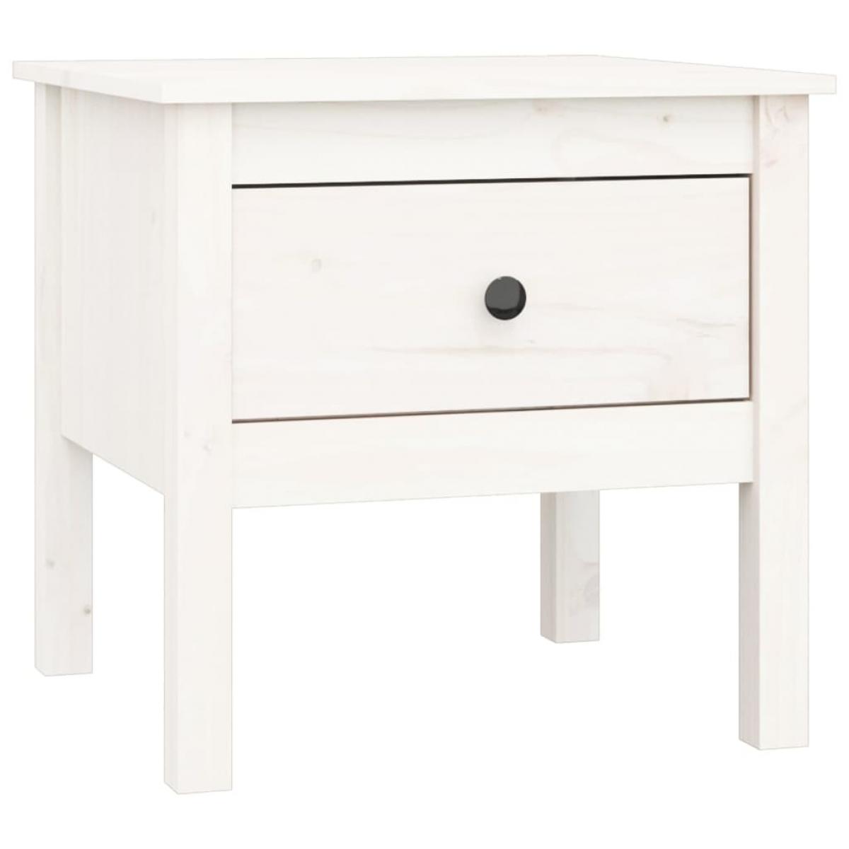 Mesa auxiliar de madera maciza de pino blanco 50x50x49 cm