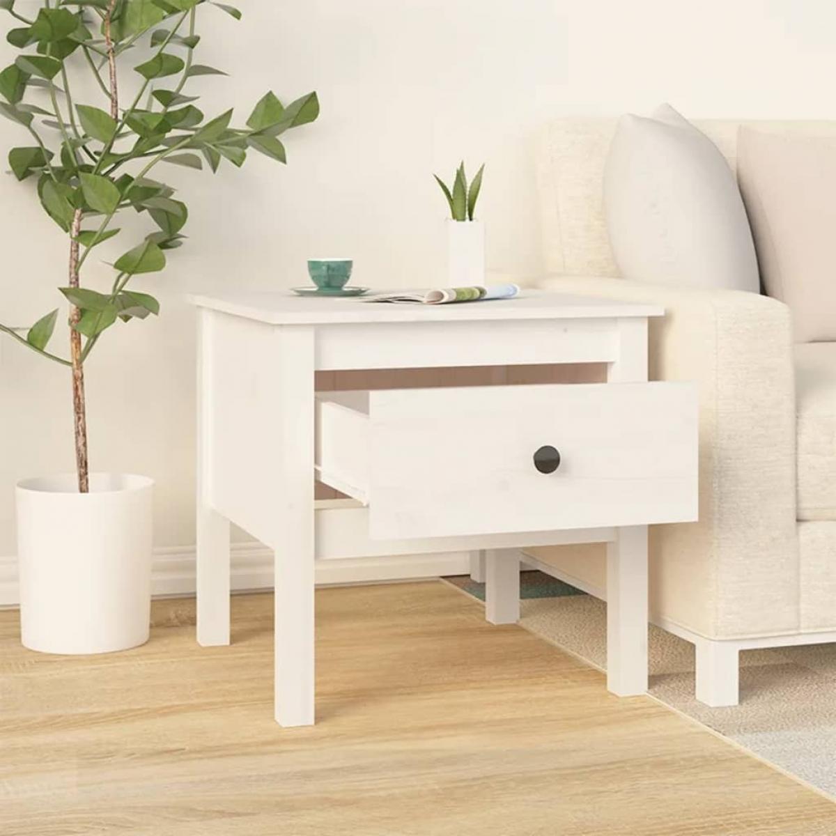 Mesa auxiliar de madera maciza de pino blanco 50x50x49 cm