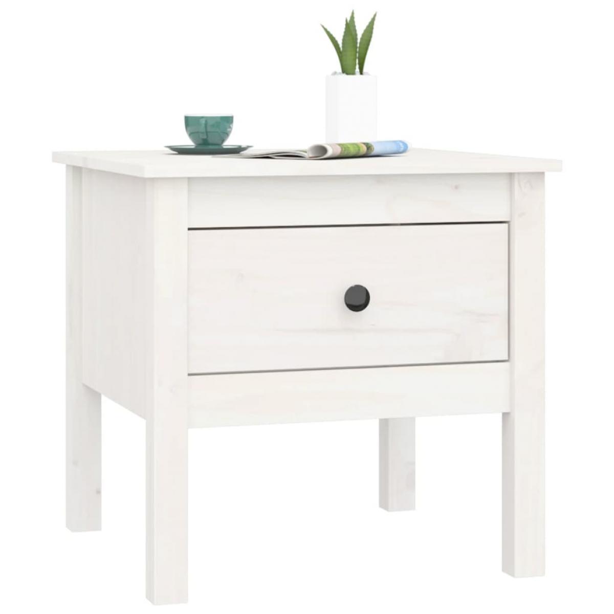Mesa auxiliar de madera maciza de pino blanco 50x50x49 cm