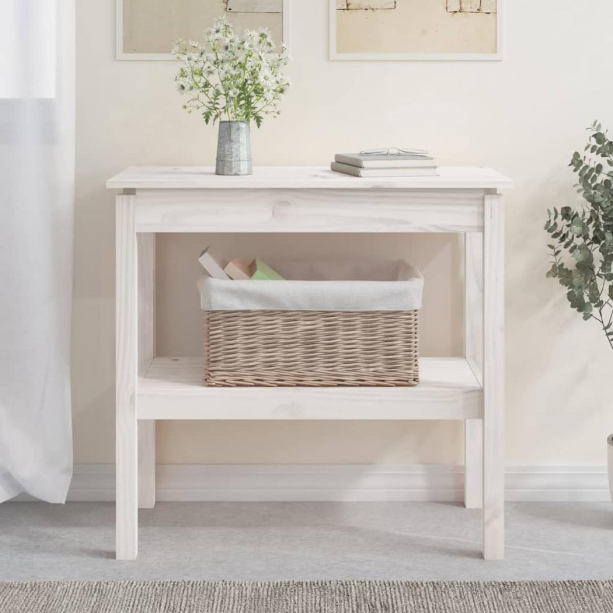 Mesa consola de madera maciza de pino blanco 80x40x75 cm
