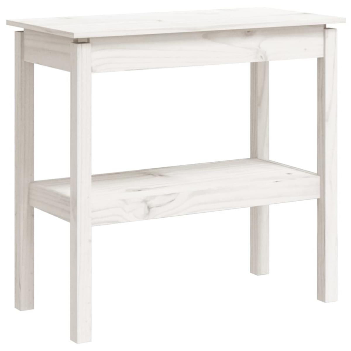 Mesa consola de madera maciza de pino blanco 80x40x75 cm