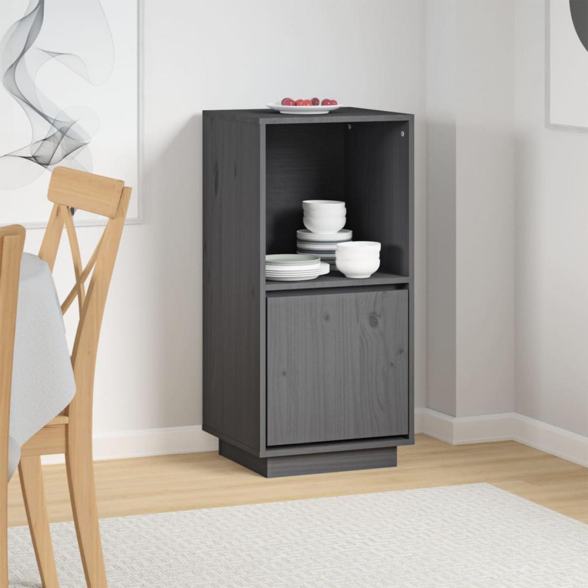 Aparador de madera maciza de pino gris 38x35x80 cm