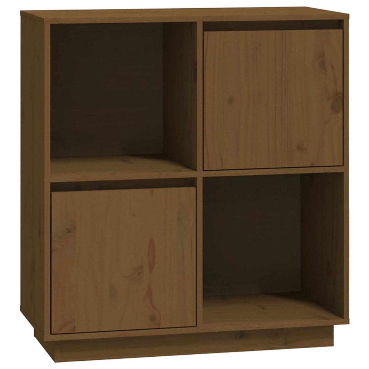 Aparador de madera maciza de pino marrón miel 74x35x80 cm