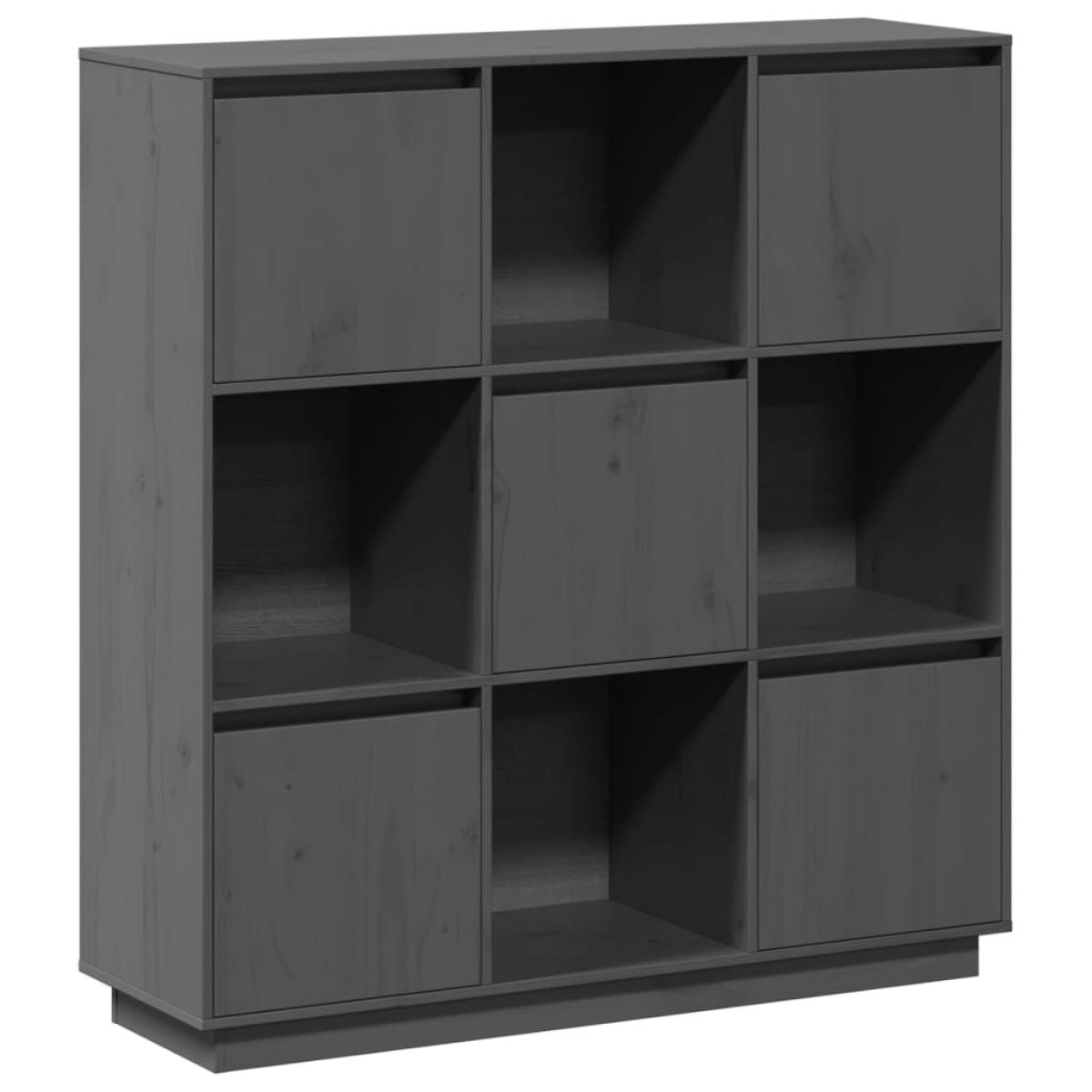 Aparador alto de madera maciza de pino gris 110,5x35x117 cm