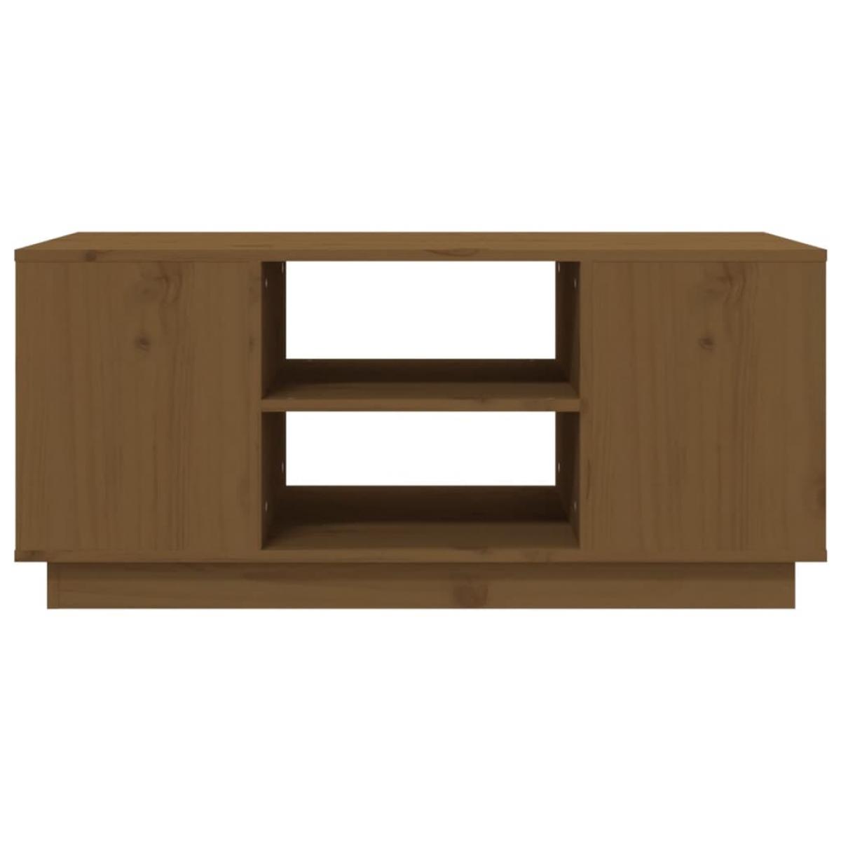 Mesa de centro madera maciza de pino marrón miel 90x49x40,5 cm