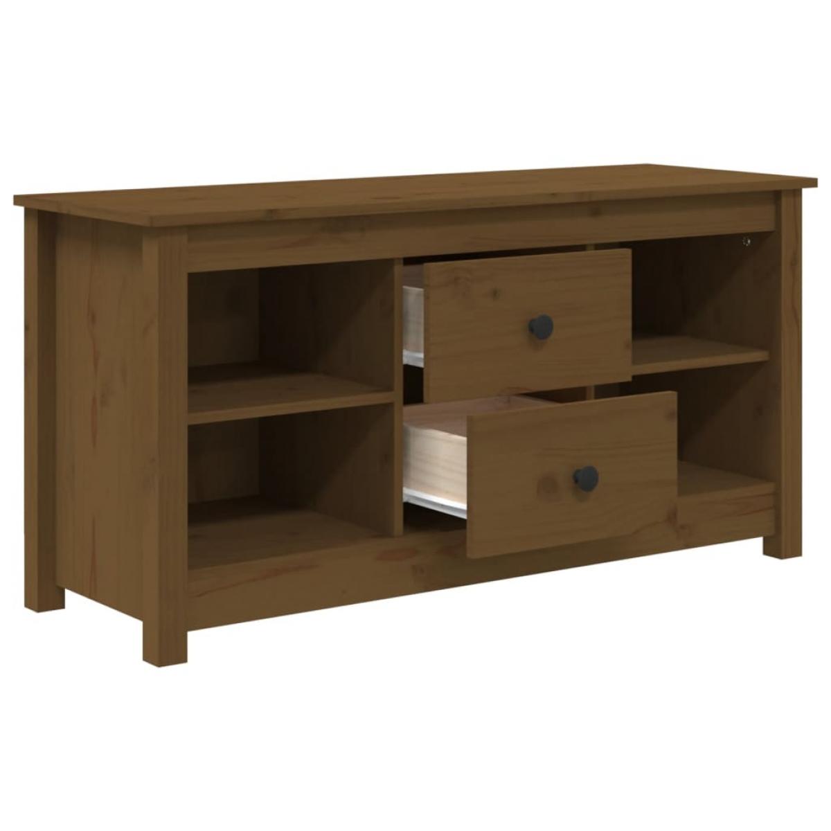 Mueble de TV madera maciza de pino marrón miel 103x36,5x52 cm