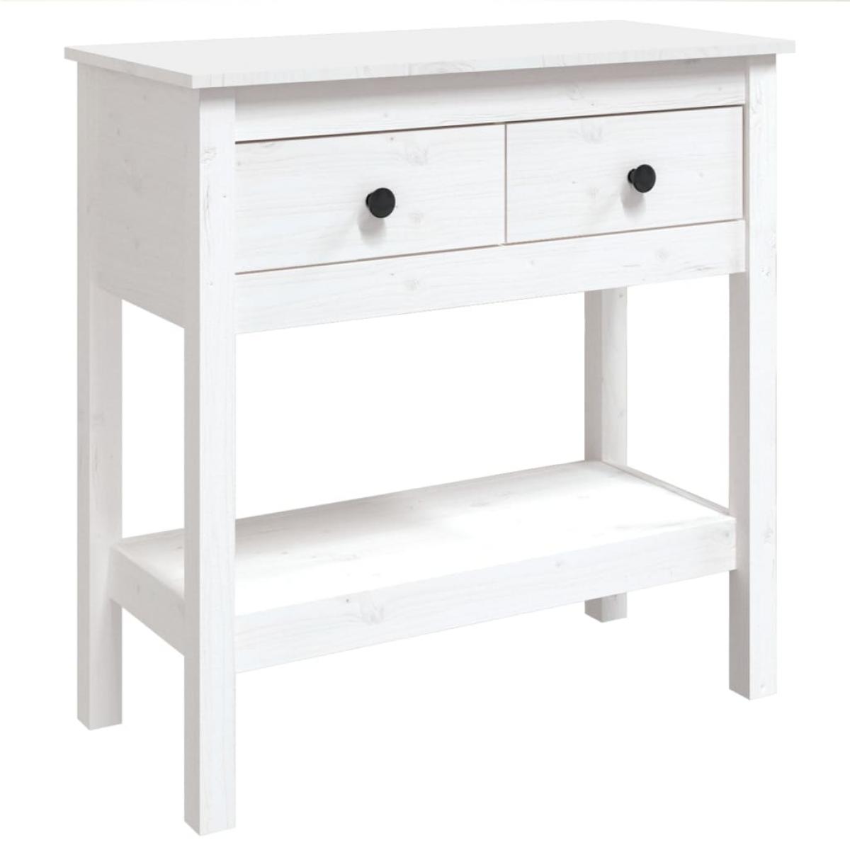 Mesa consola de madera maciza de pino blanco 75x35x75 cm