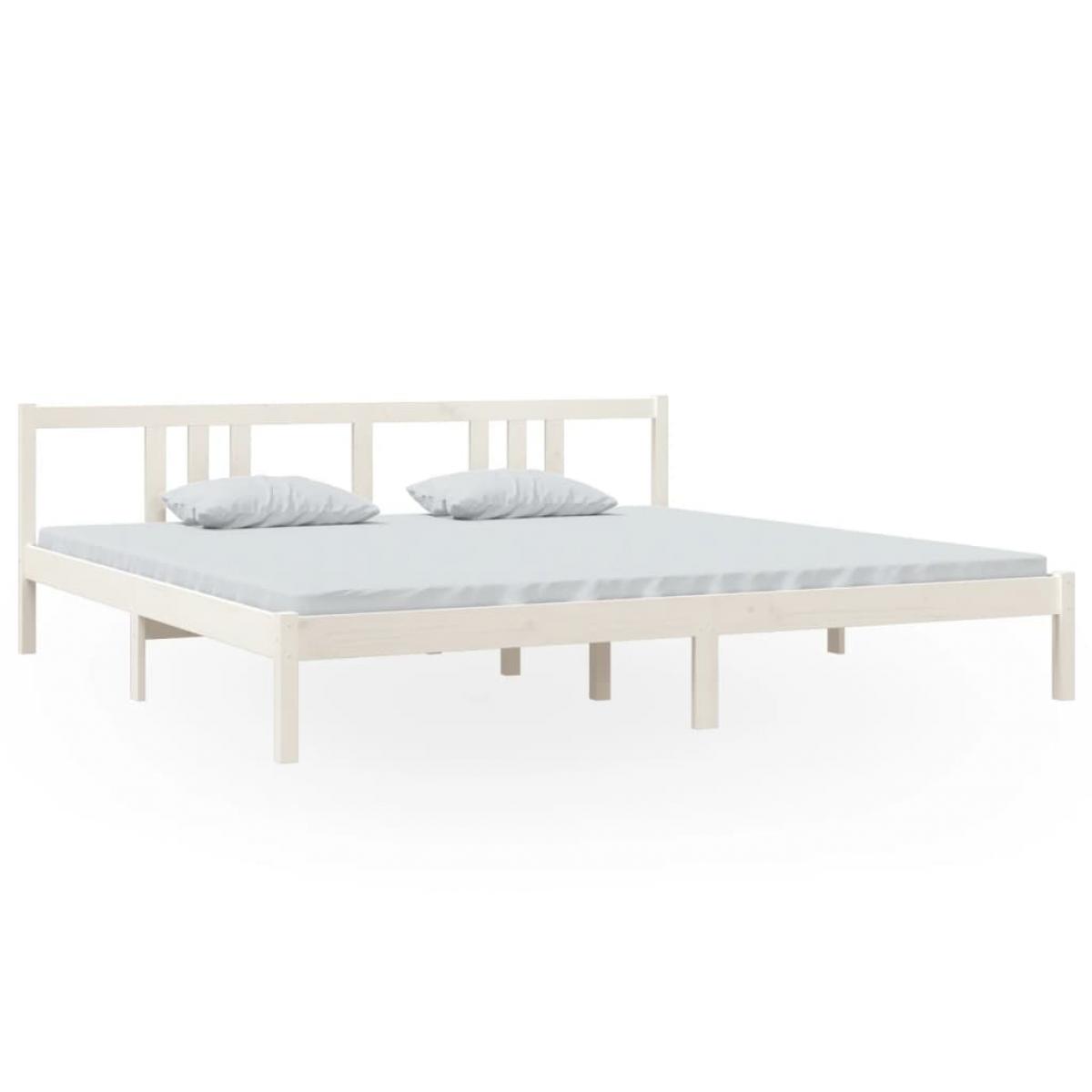 Estructura de cama sin colchón madera maciza blanco 200x200 cm
