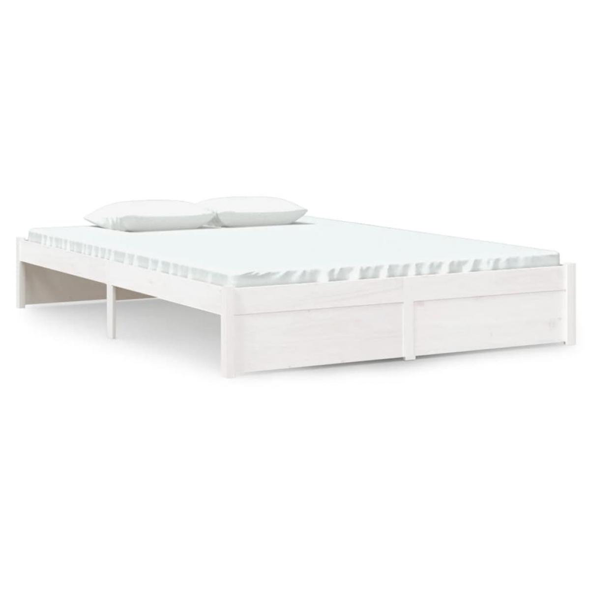 Estructura de cama sin colchón madera maciza blanco 140x190 cm
