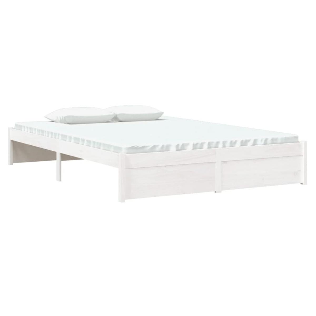 Estructura de cama sin colchón madera maciza blanco 140x190 cm