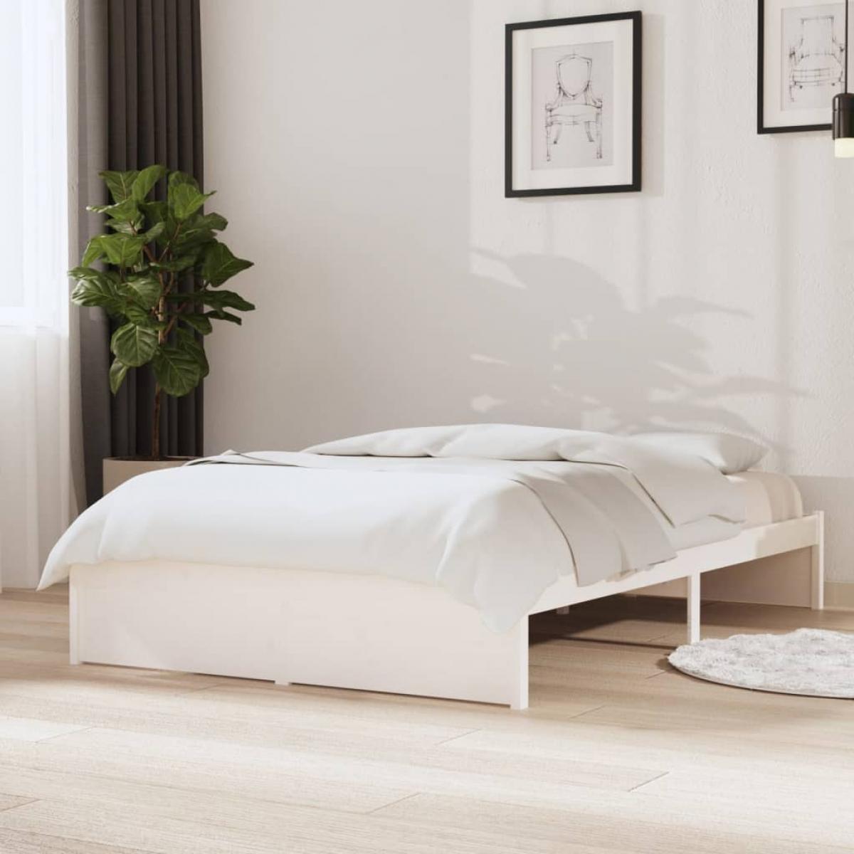Estructura de cama sin colchón madera maciza blanco 120x200 cm