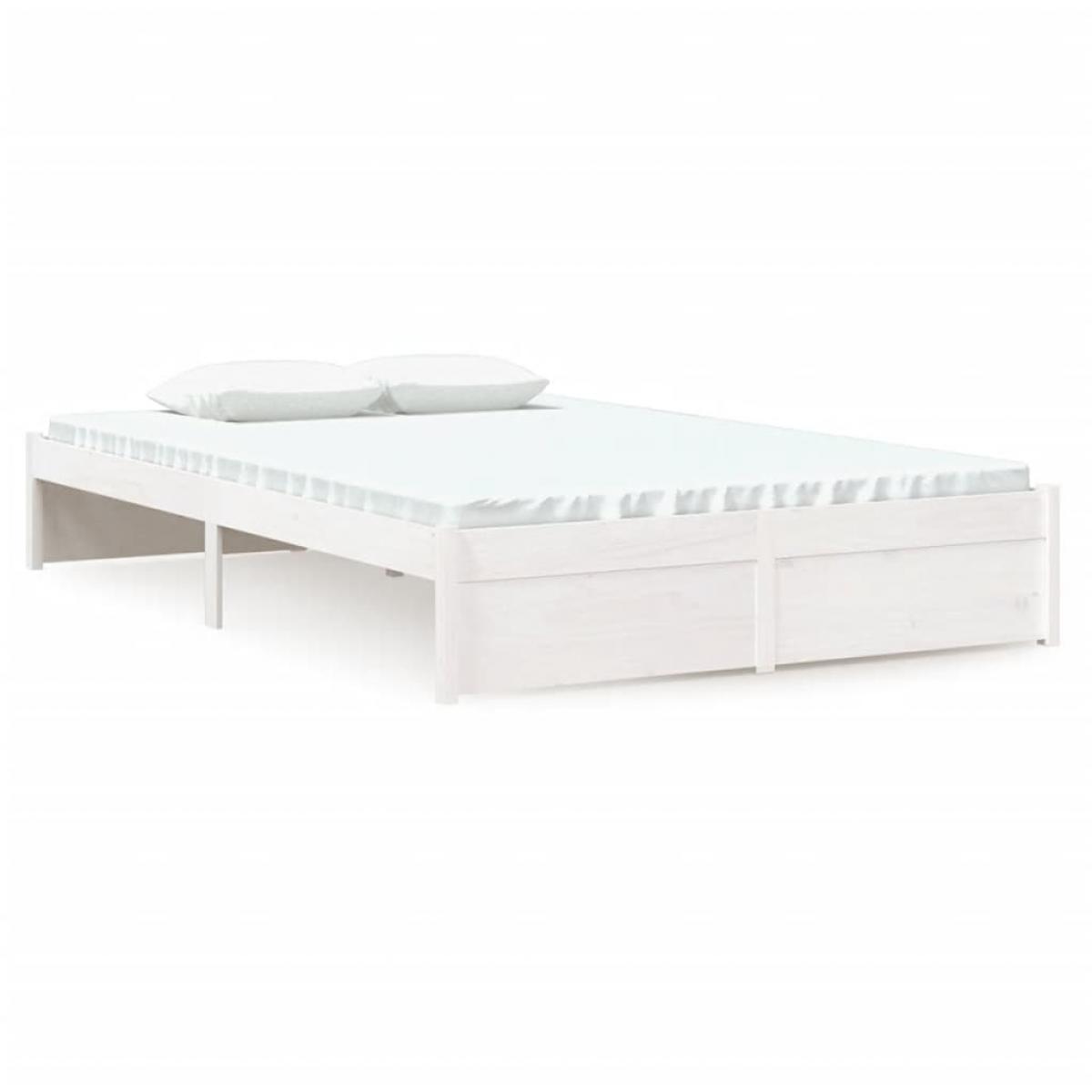 Estructura de cama sin colchón madera maciza blanco 120x200 cm
