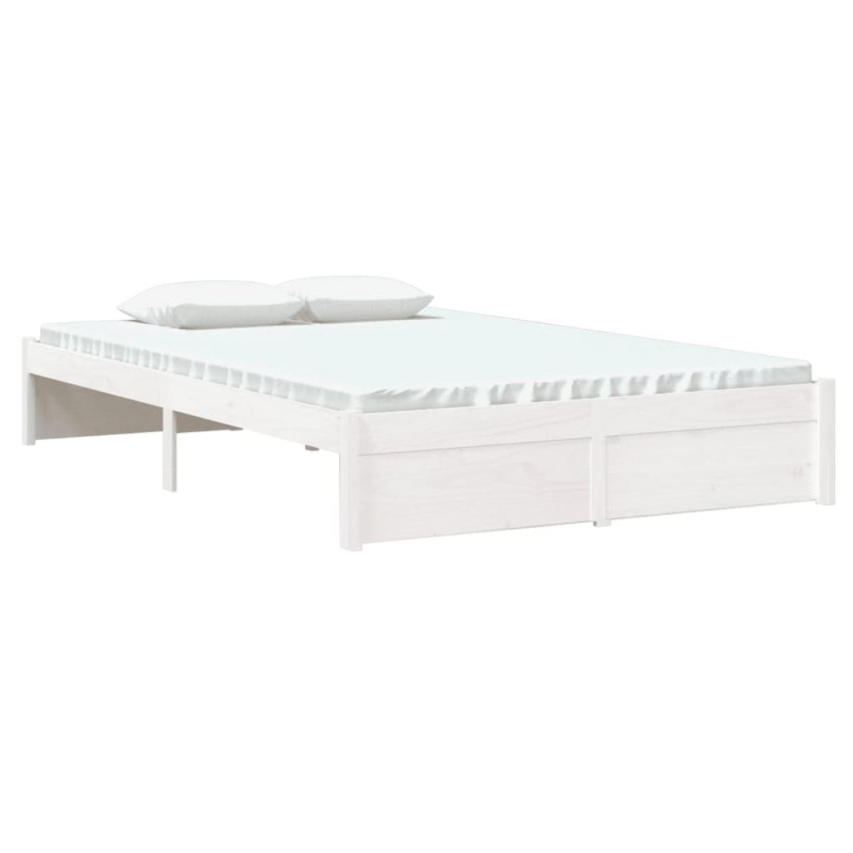 Estructura de cama sin colchón madera maciza blanco 120x200 cm