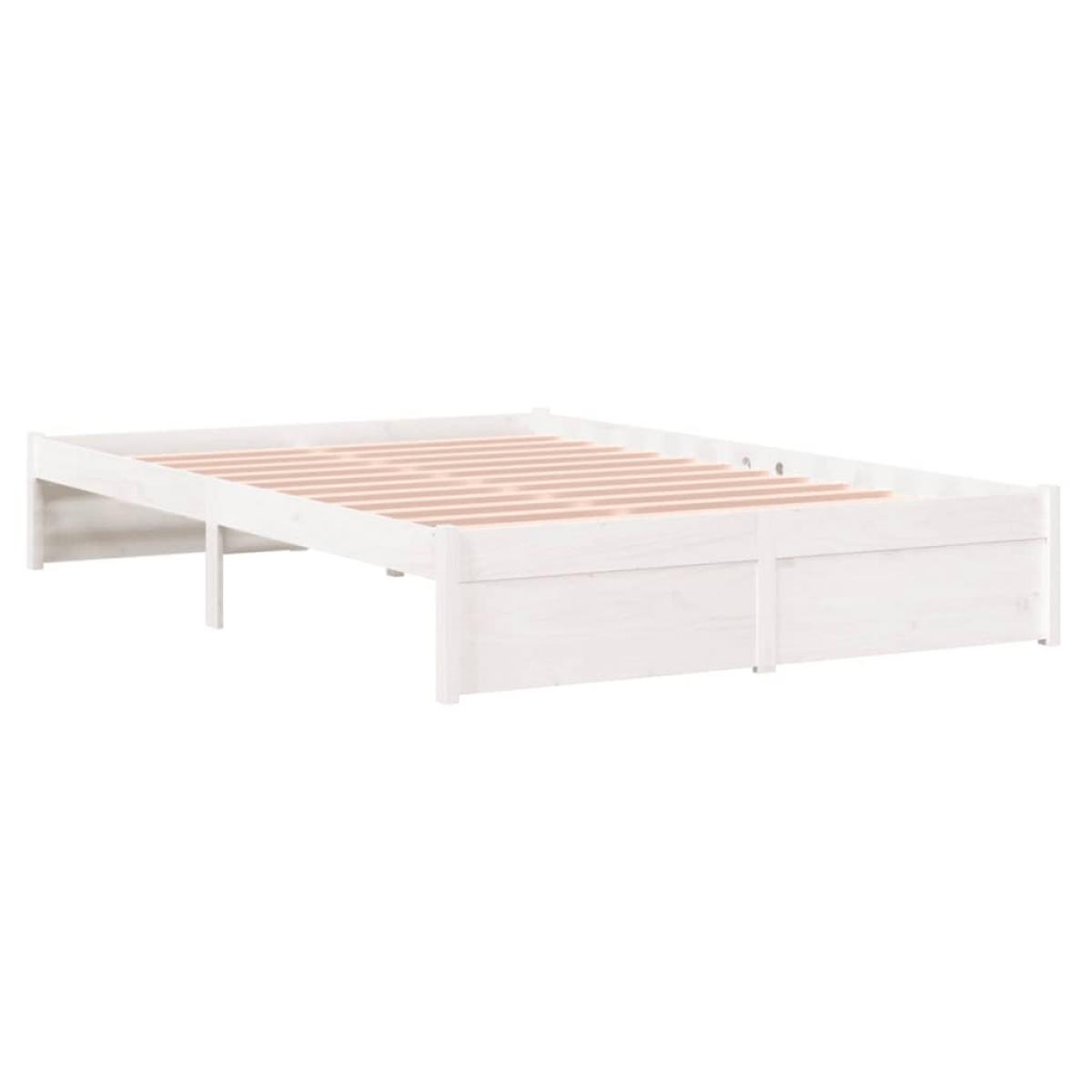 Estructura de cama sin colchón madera maciza blanco 120x200 cm