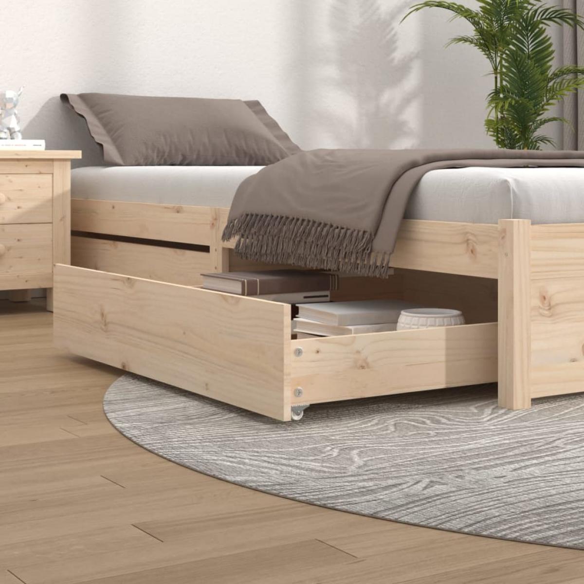 Cajones de cama 2 unidades madera maciza de pino