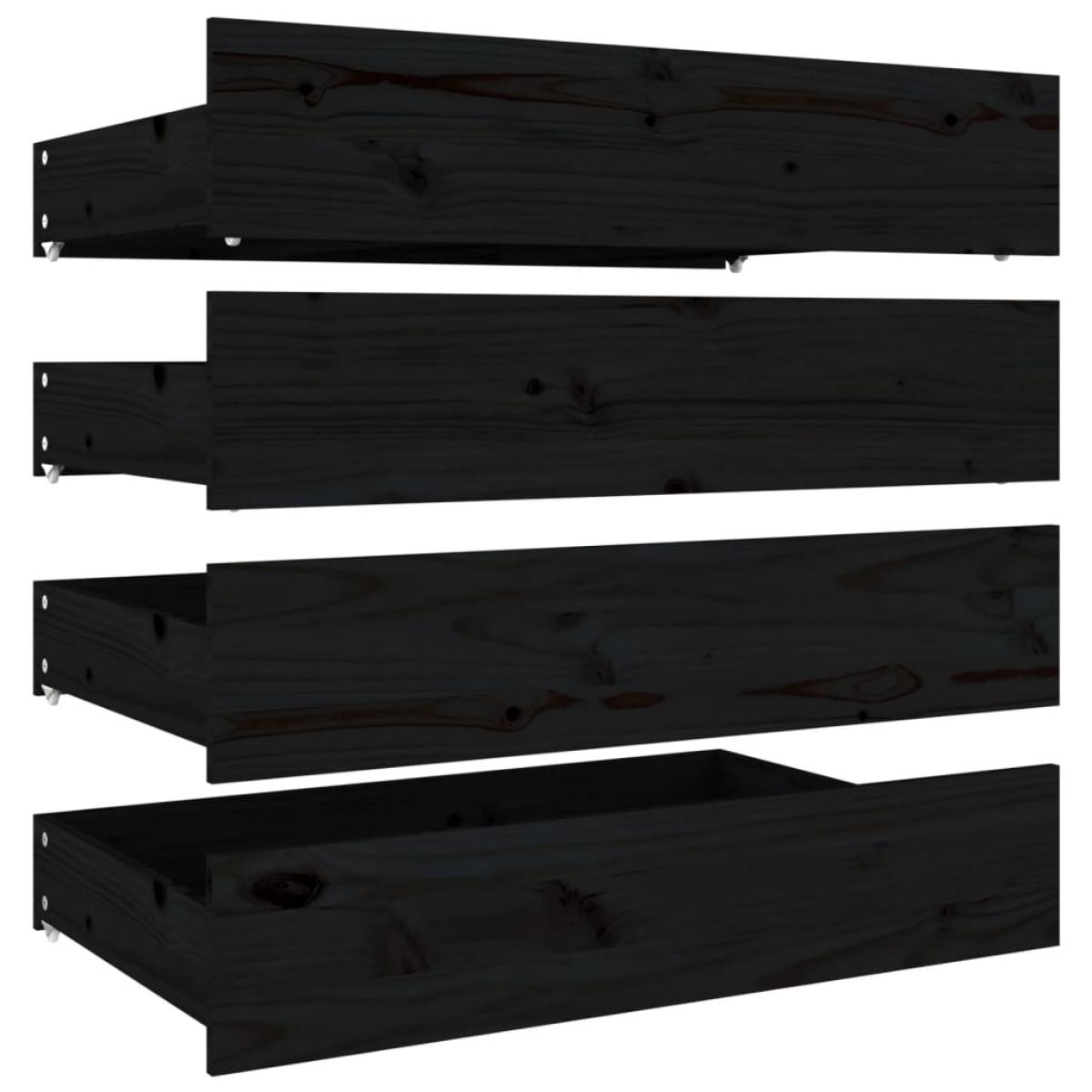 Cajones de cama 4 unidades madera maciza de pino negro