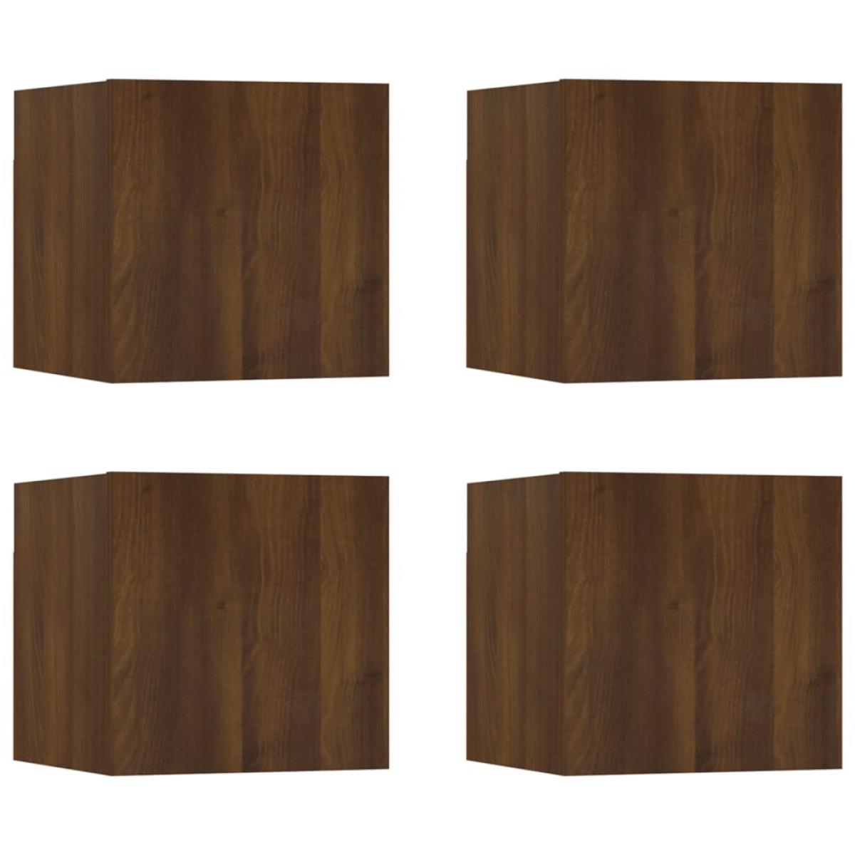 Muebles para TV de pared 4 uds roble marrón 30,5x30x30 cm