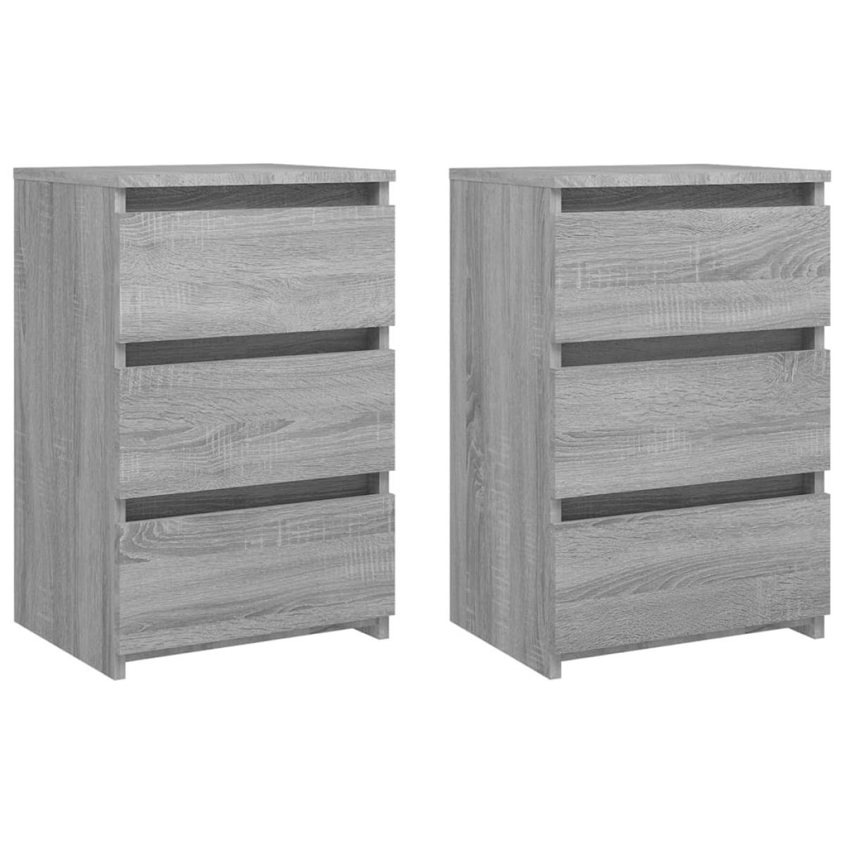 Mesitas de noche 2 uds contrachapado gris Sonoma 40x35x62,5 cm