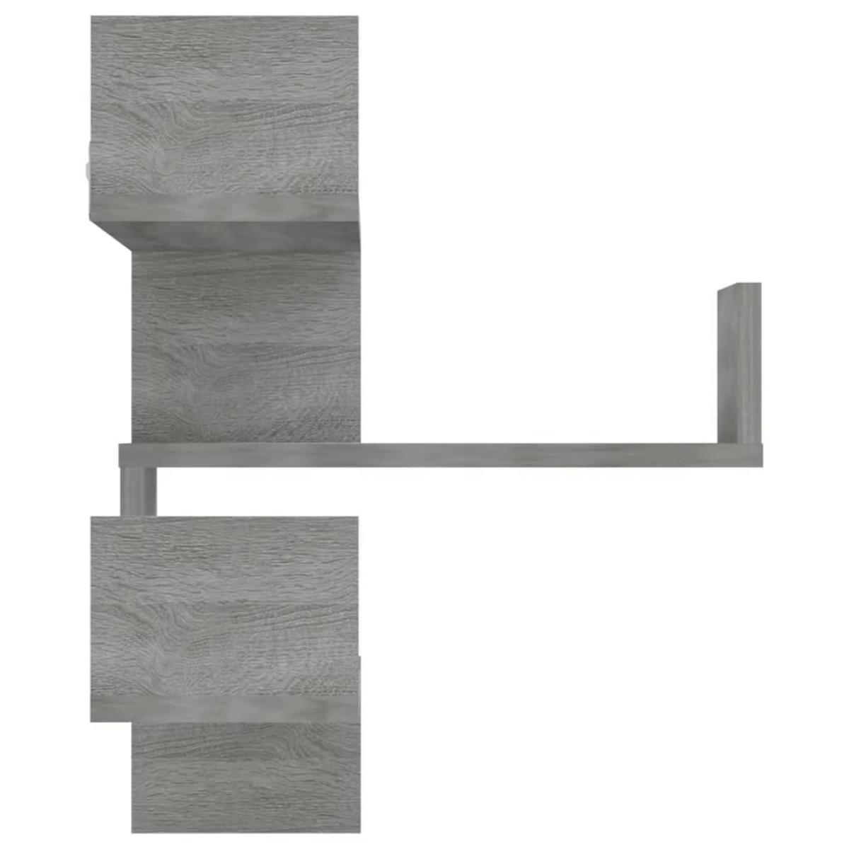 Estanterías de esquina de pared 2 uds gris Sonoma 40x40x50 cm