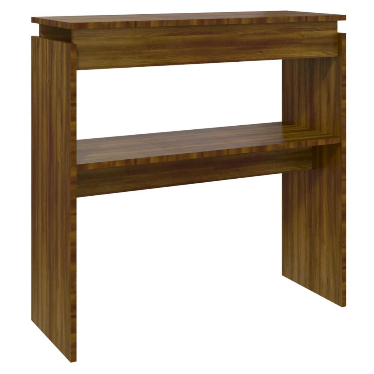 Mesa consola madera contrachapada roble marrón 80x30x80 cm