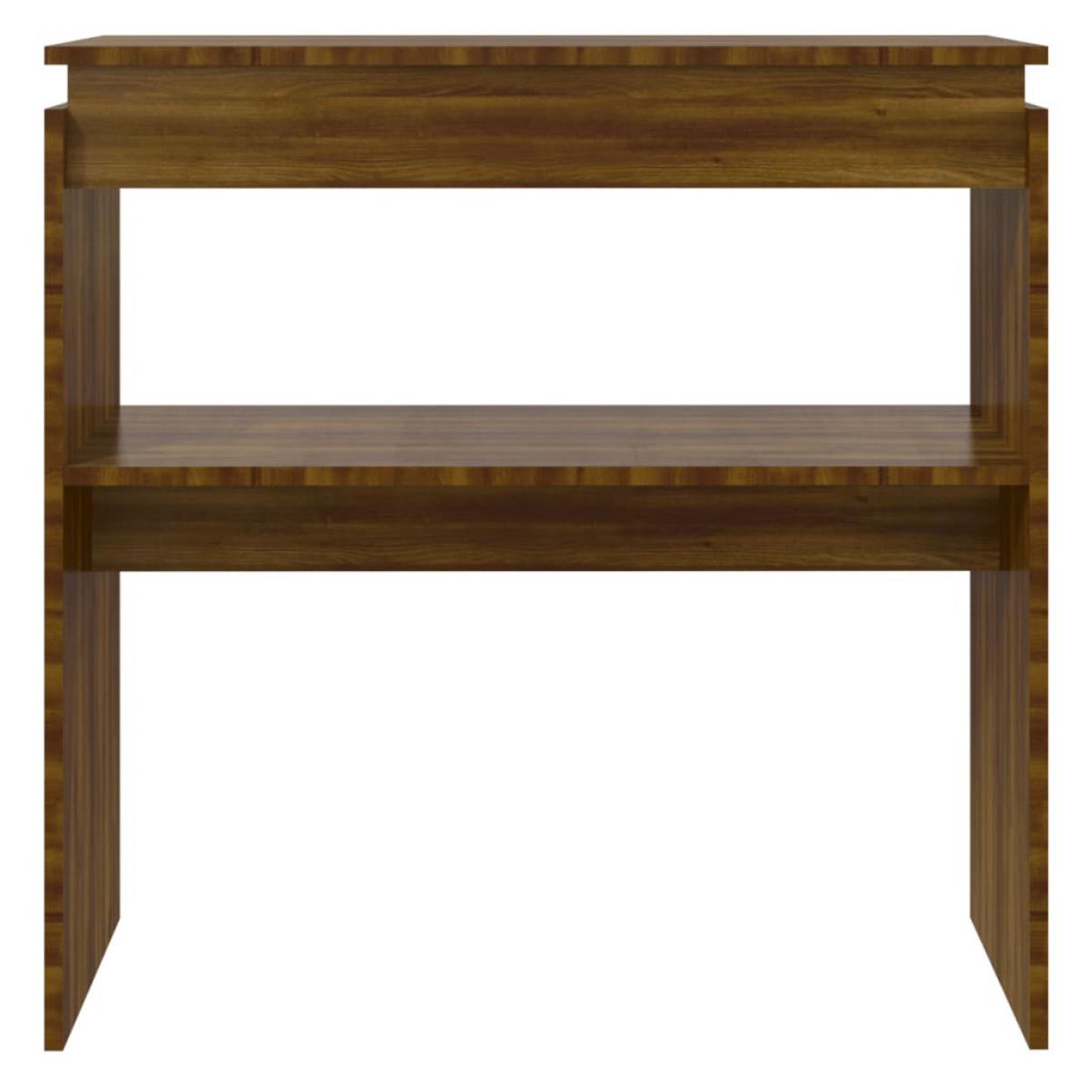 Mesa consola madera contrachapada roble marrón 80x30x80 cm