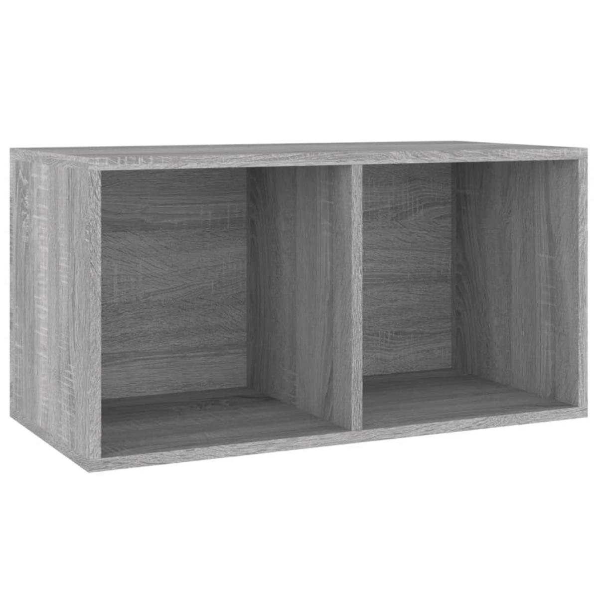 Caja para discos de vinilo madera contrachapada gris 71x34x36cm