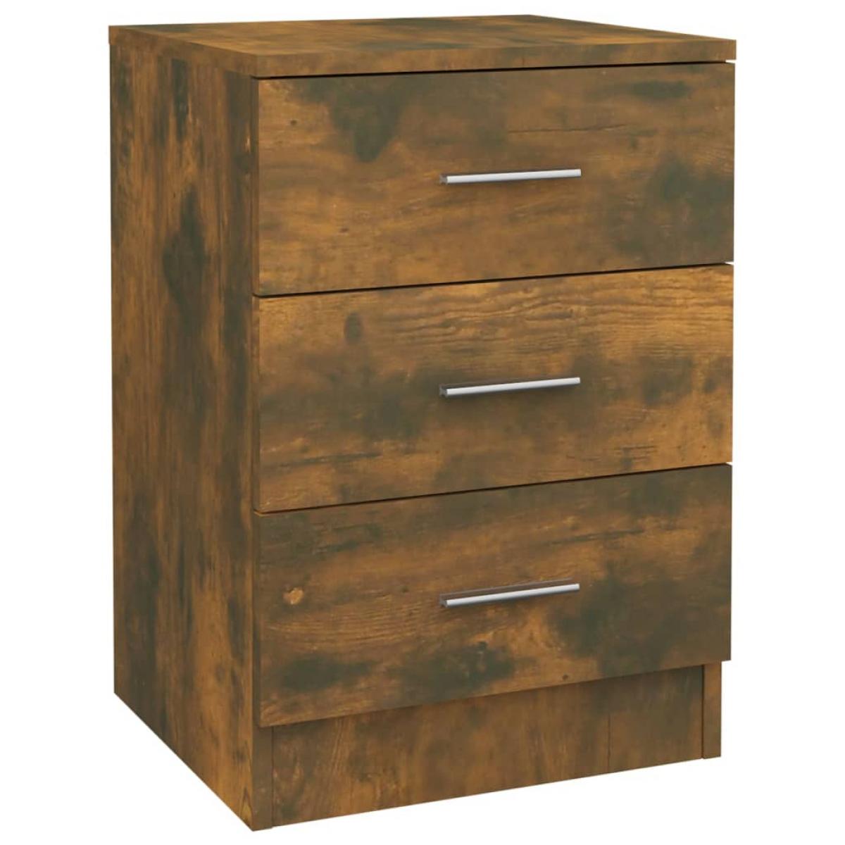 Mesita de noche madera contrachapada roble ahumado 38x35x56 cm