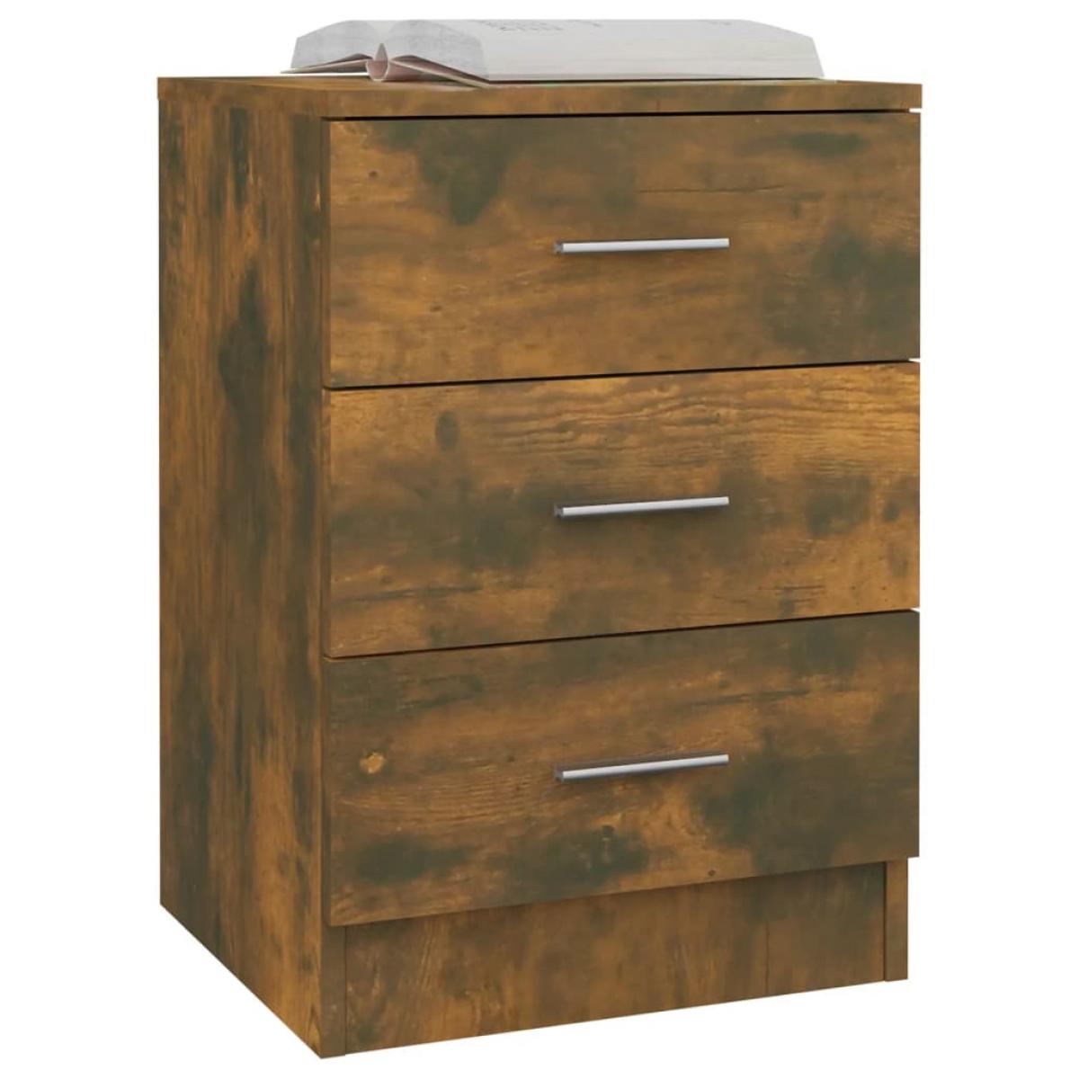 Mesita de noche madera contrachapada roble ahumado 38x35x56 cm