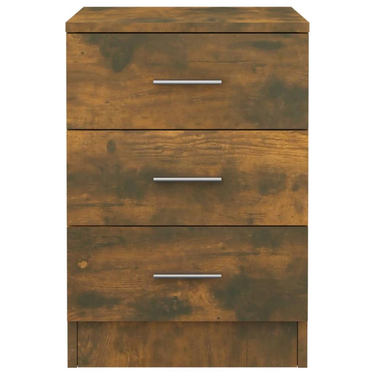 Mesita de noche madera contrachapada roble ahumado 38x35x56 cm