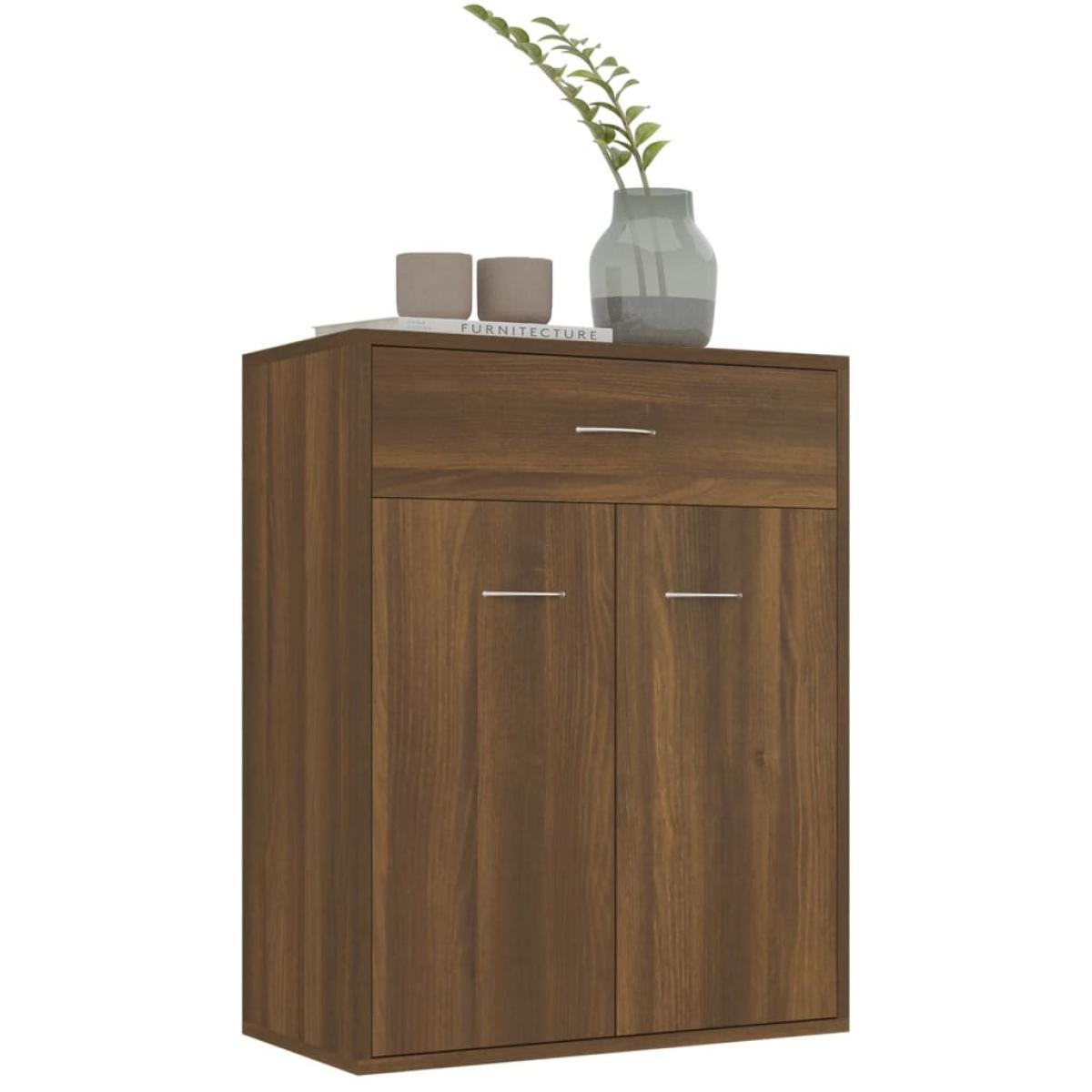 Aparador de madera contrachapada marrón roble 60x30x75 cm