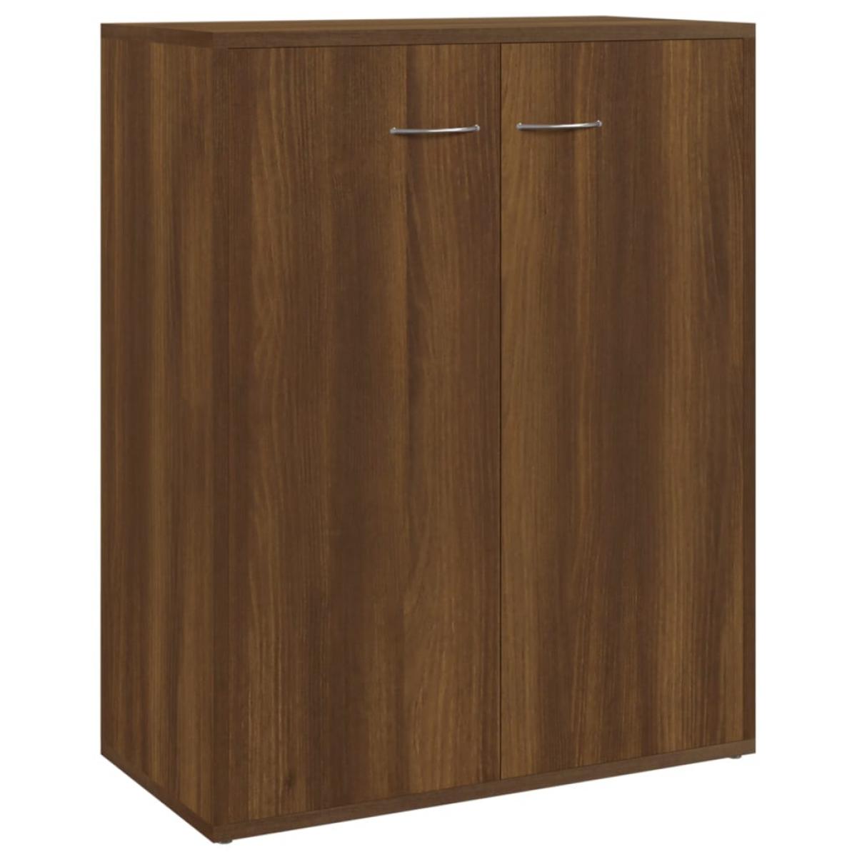 Aparador de madera contrachapada marrón roble 60x30x75 cm