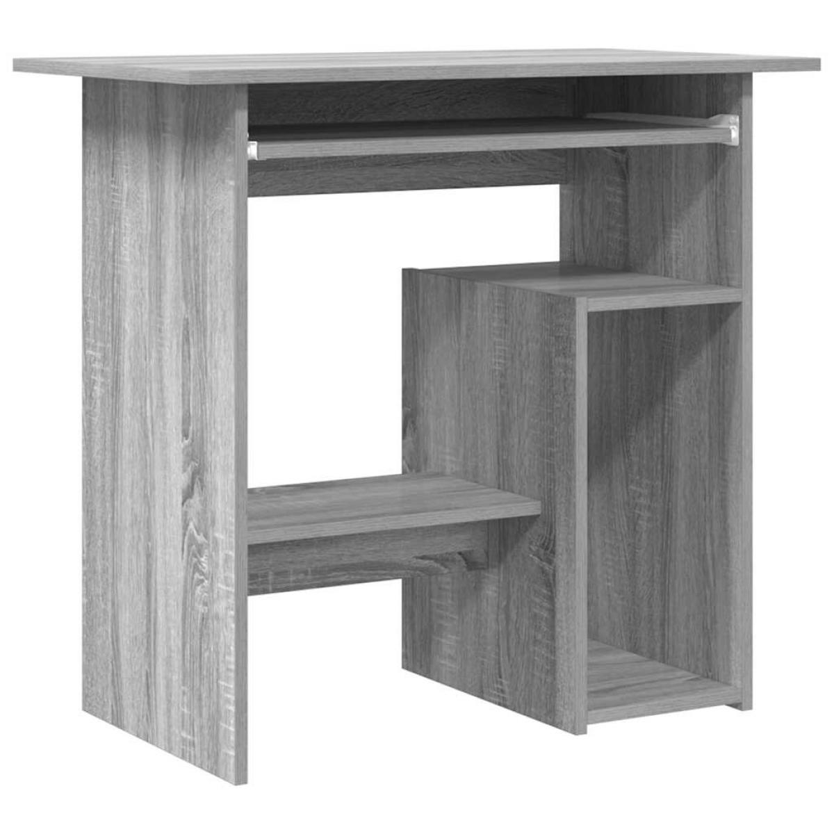 Escritorio de madera contrachapada gris Sonoma 80x45x74 cm
