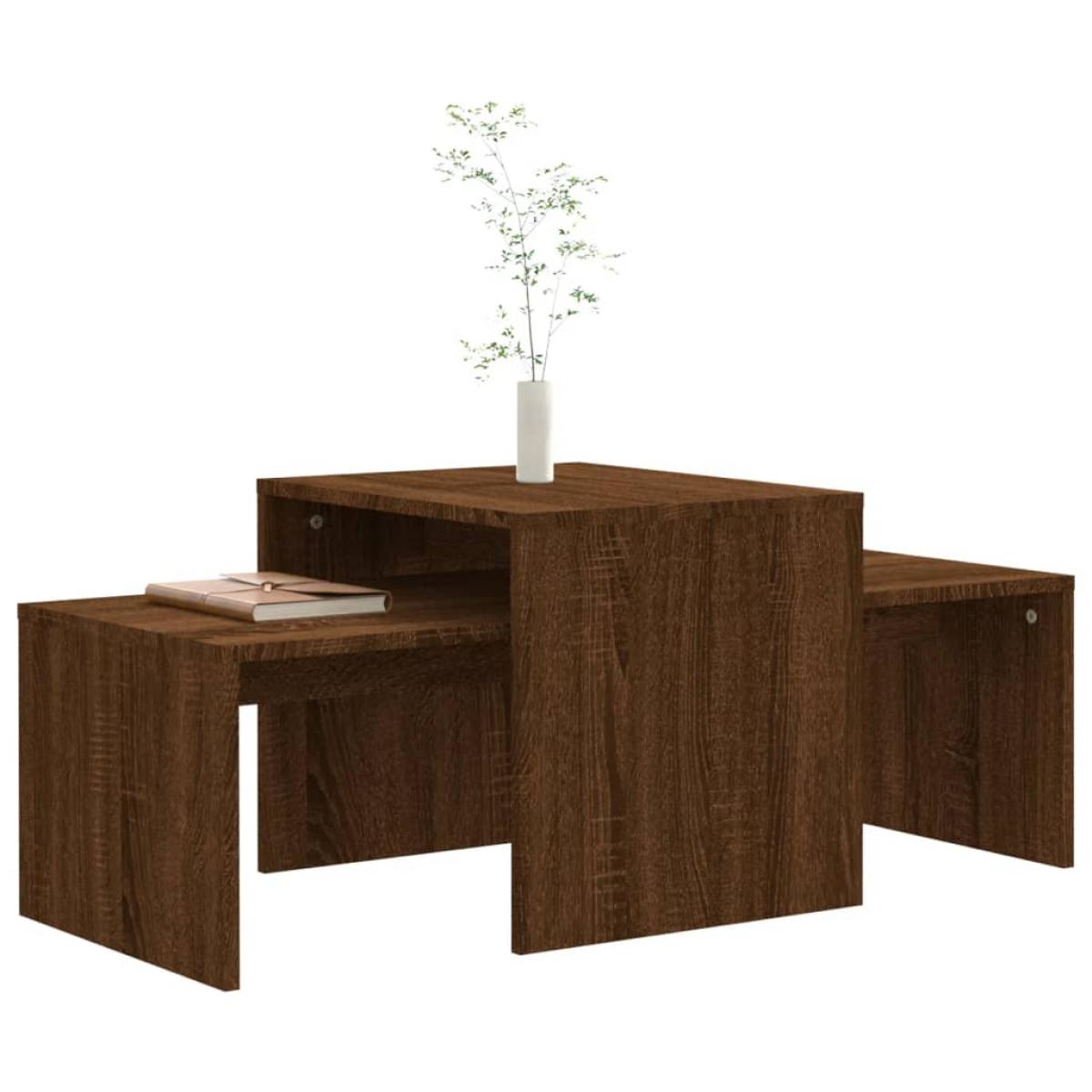 Set mesa de centro madera ingeniería roble marrón 100x48x40 cm