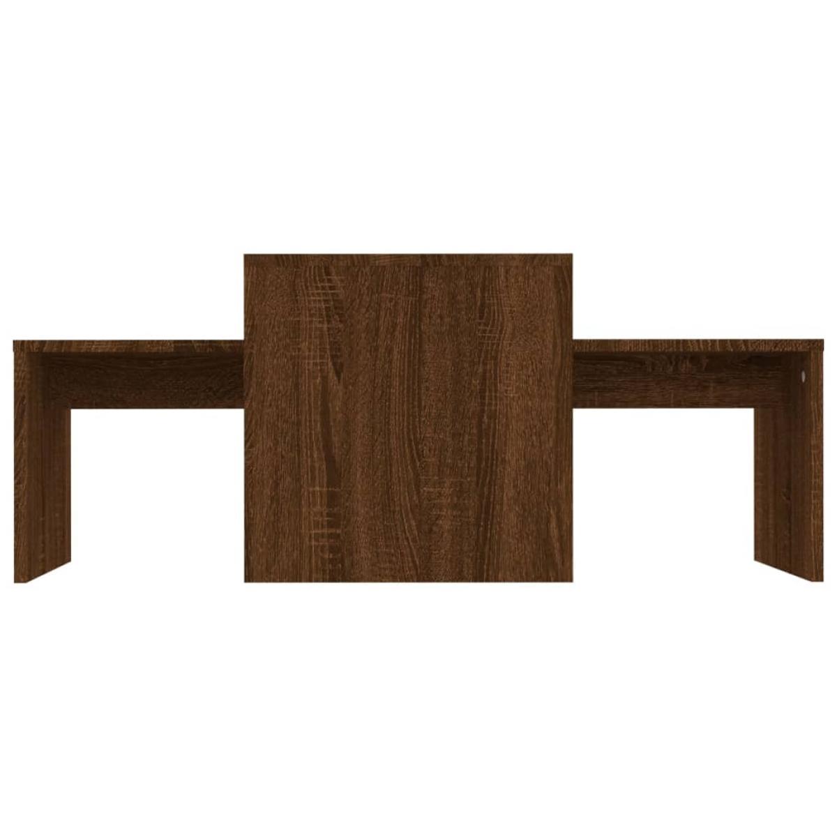 Set mesa de centro madera ingeniería roble marrón 100x48x40 cm