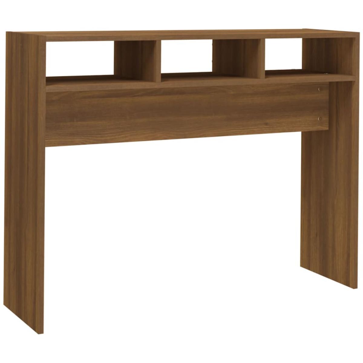 Mesa consola madera contrachapada roble marrón 105x30x80 cm