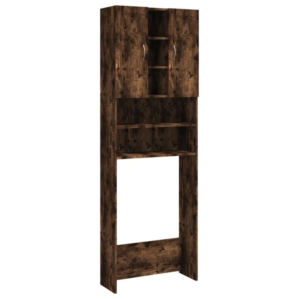 Armario de lavadora color roble ahumado 64x24x190 cm