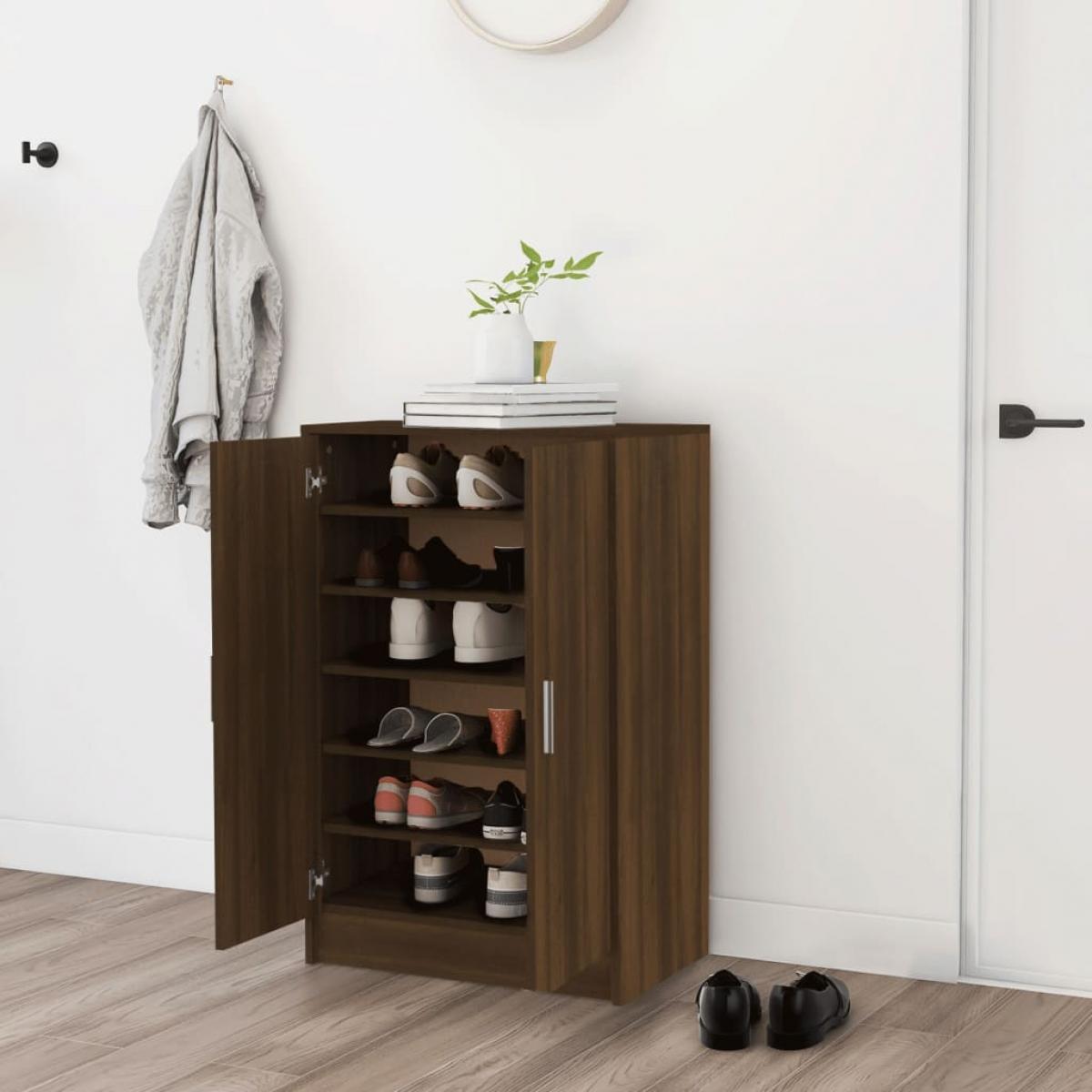 Mueble zapatero madera contrachapada roble marrón 60x35x92 cm