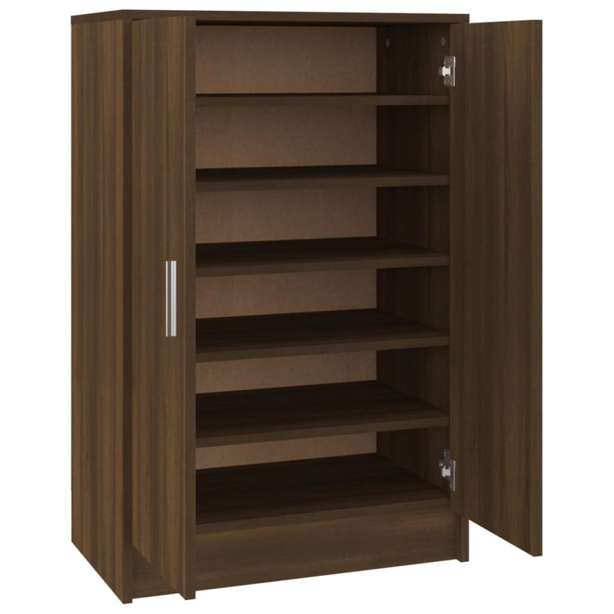 Mueble zapatero madera contrachapada roble marrón 60x35x92 cm