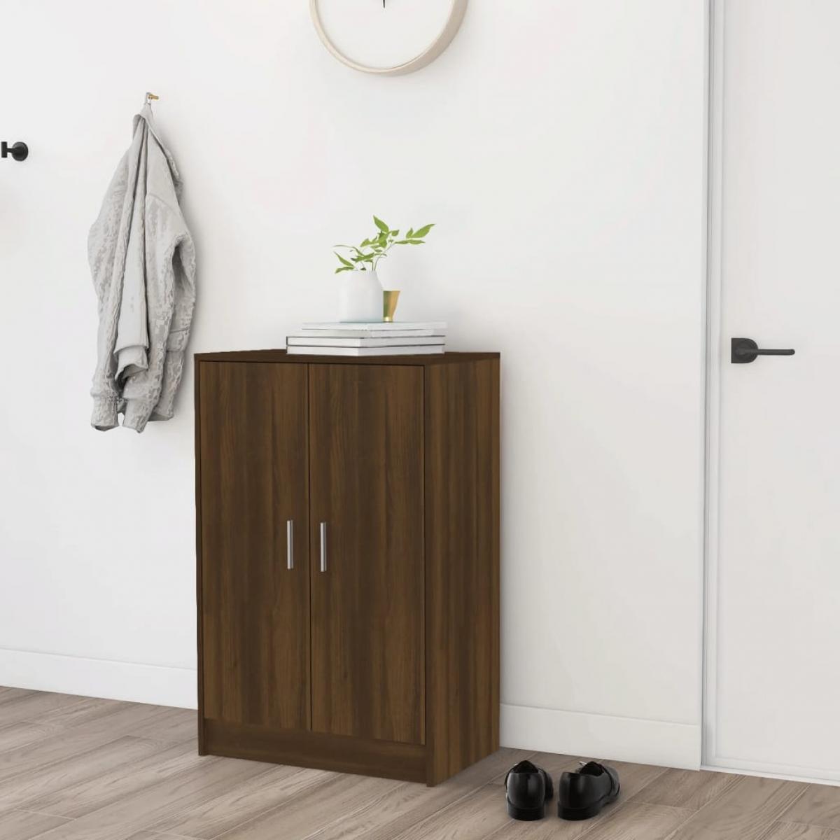 Mueble zapatero madera contrachapada roble marrón 60x35x92 cm