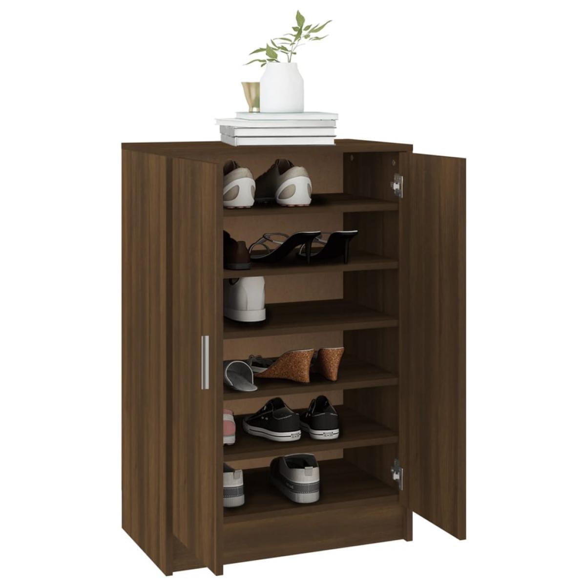 Mueble zapatero madera contrachapada roble marrón 60x35x92 cm