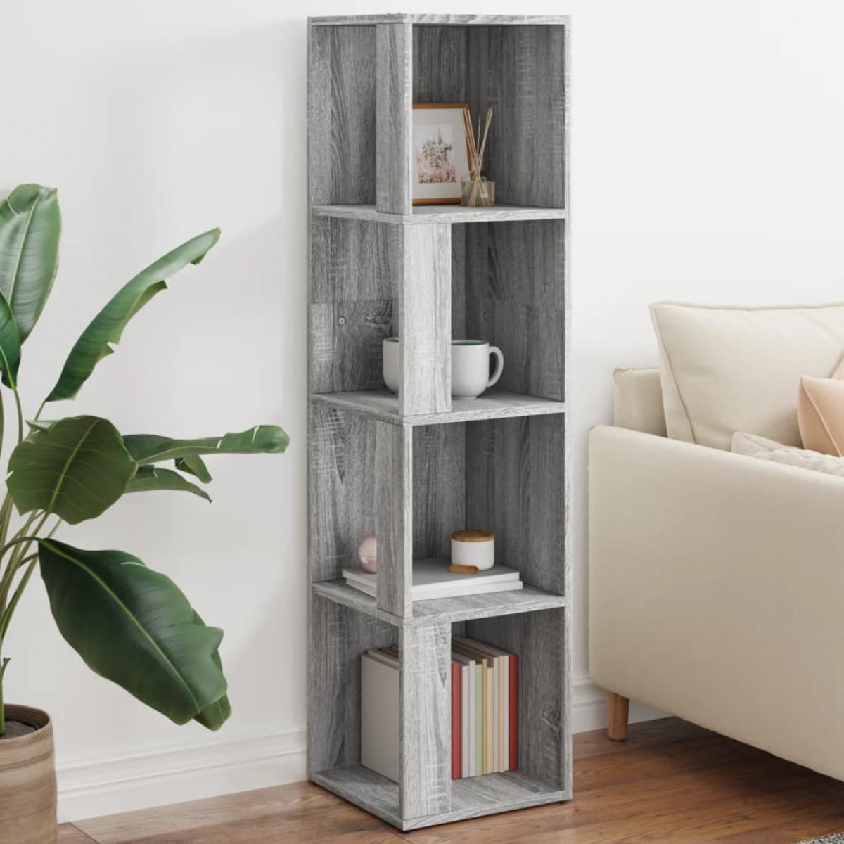 Mueble esquina madera contrachapada gris Sonoma 33x33x132 cm