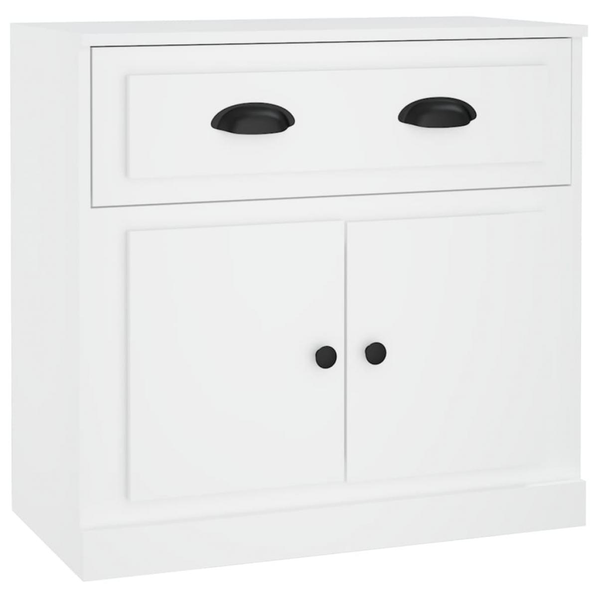 Aparador de madera contrachapada blanco 70x35,5x67,5 cm
