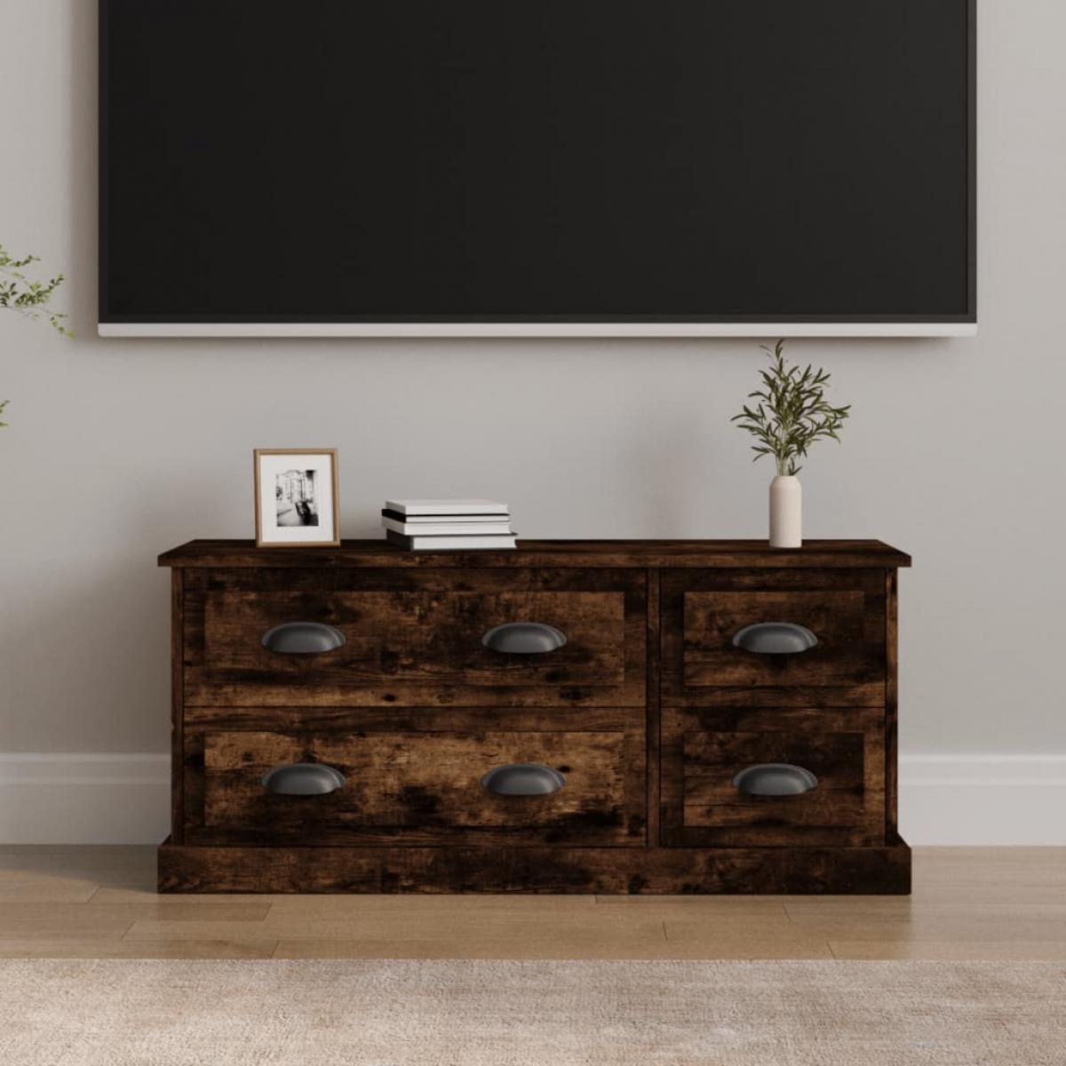 Mueble para TV madera contrachapada roble ahumado 100x35,5x45cm