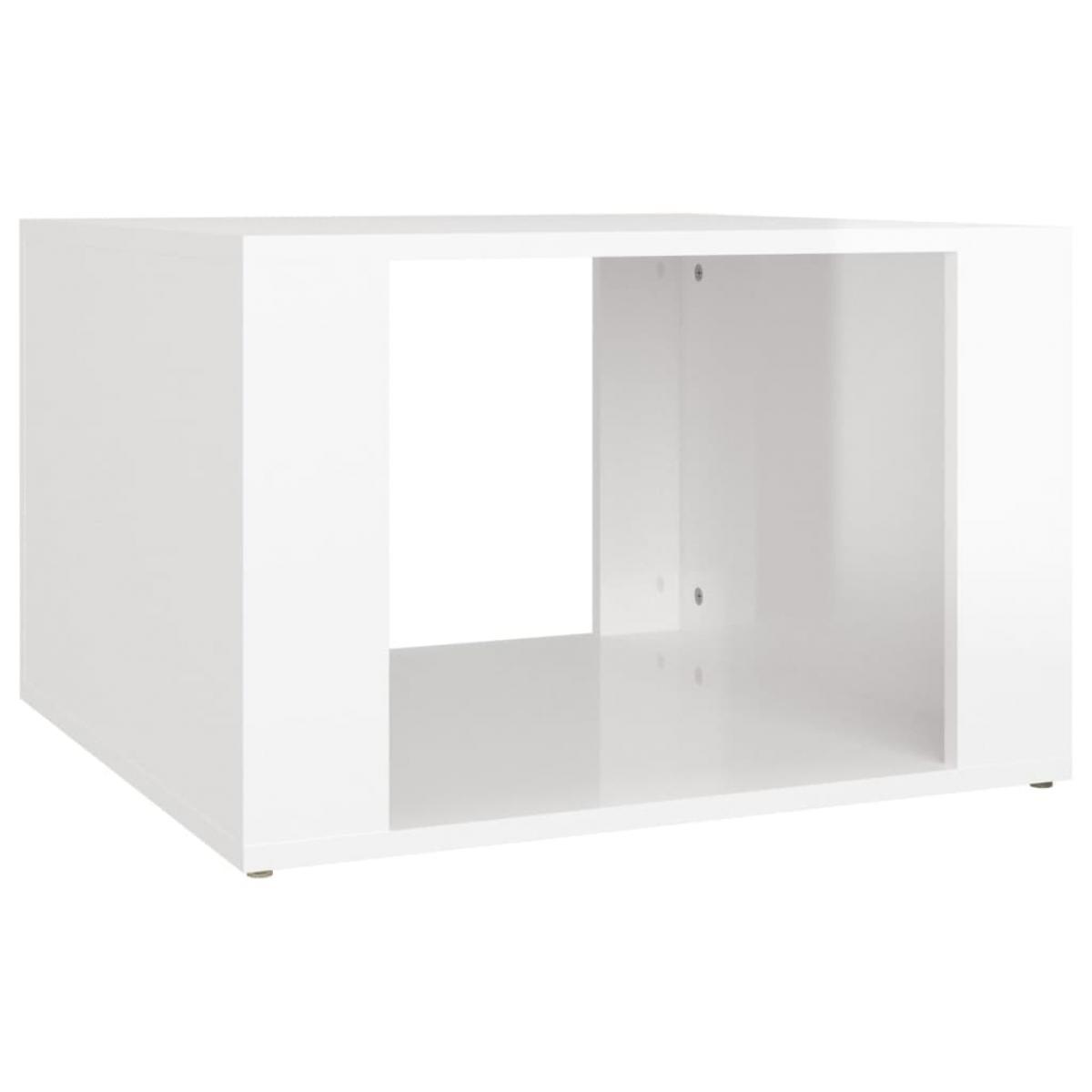 Mesita de noche madera contrachapada blanco brillo 57x55x36 cm
