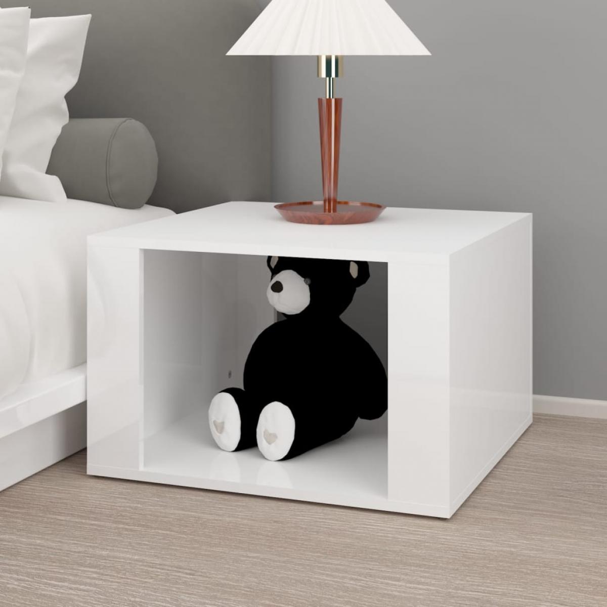 Mesita de noche madera contrachapada blanco brillo 57x55x36 cm