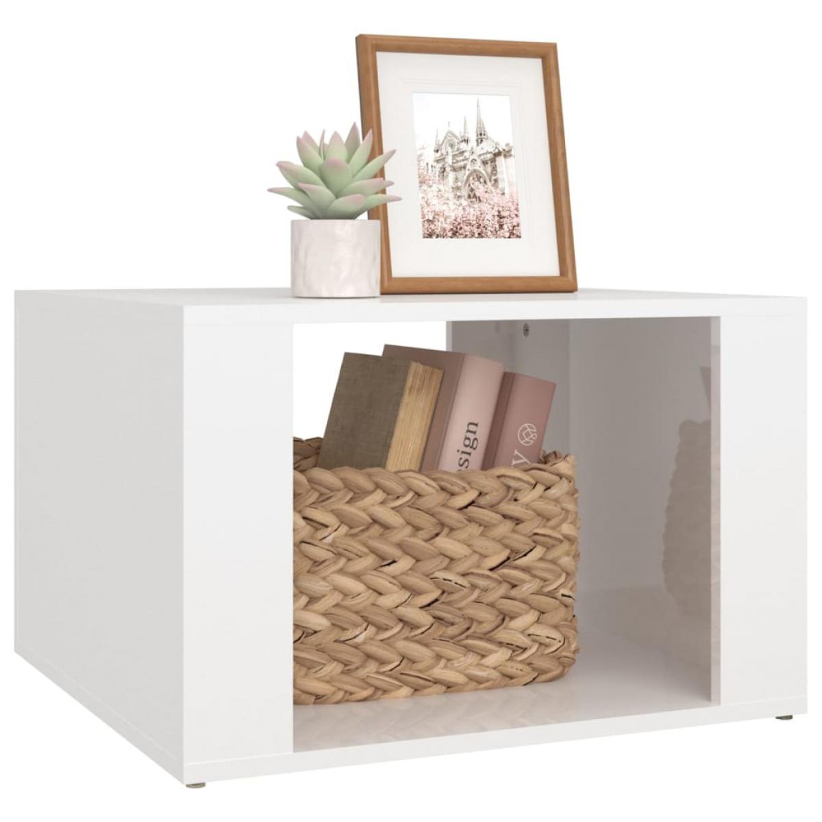 Mesita de noche madera contrachapada blanco brillo 57x55x36 cm