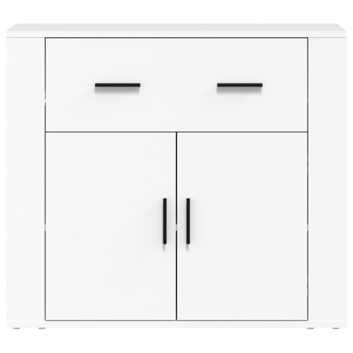 Aparador de madera contrachapada blanco 80x33x70 cm