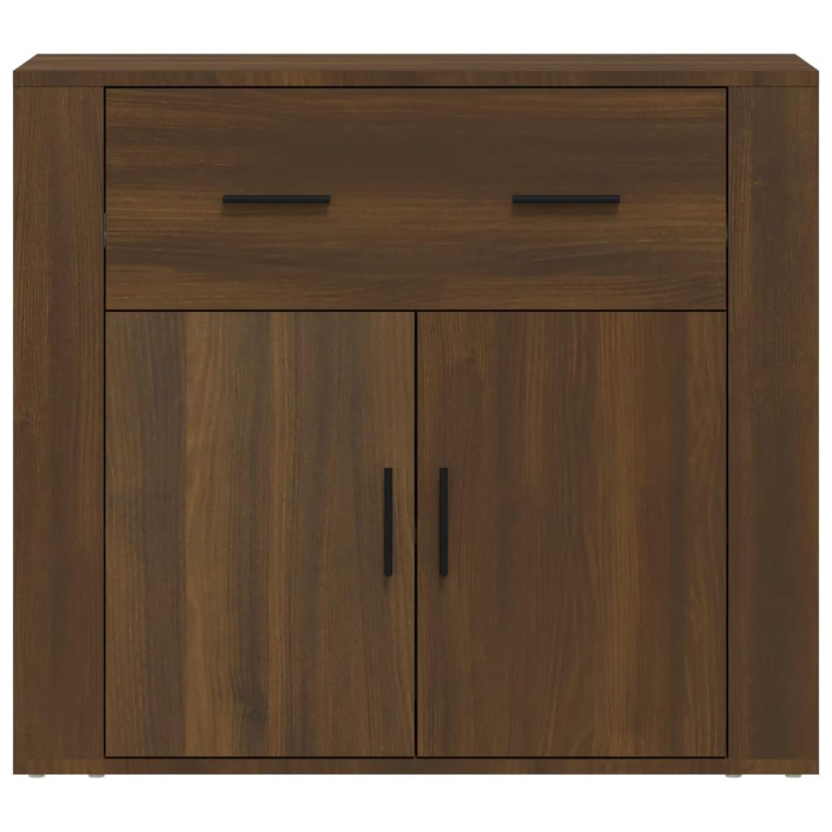 Aparador de madera contrachapada marrón roble 80x33x70 cm