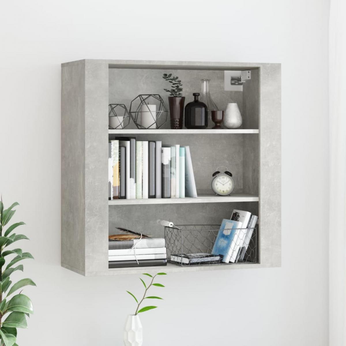 Armario de pared madera contrachapada gris hormigón 80x33x80 cm